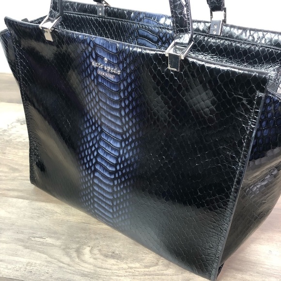 Kate Spade Midnight Blue Python Print Tote Bag - Picture 10 of 12